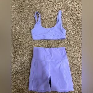 Vuori Lavender Sports Bra and Shorts Set